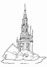Kirche Kirchen Hohe Ausmalbild Kirchturm Gebaeude sketch template