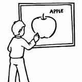 Chalkboard Apple Surfnetkids Coloring sketch template