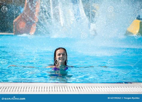 Girl In Bikini Sliding Water Park Royalty Free Stock Image