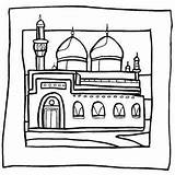 Mosque Islamic Colouring Masjid Mewarnai Isra Miraj Edificios Monumentos Batam Yayasan Sukses sketch template