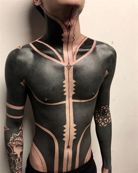 blackout tattoo  blackout tattoo blackwork tattoo body suit tattoo