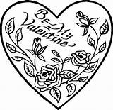 Coloring Valentine Hearts Roses Color Print Luna sketch template
