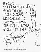 Shepherd Coloring Good Pages Am Bible Kids Printable Lord Verse Parable Sheets Jesus Colouring Sheet Sheep Light Color John Sunday sketch template