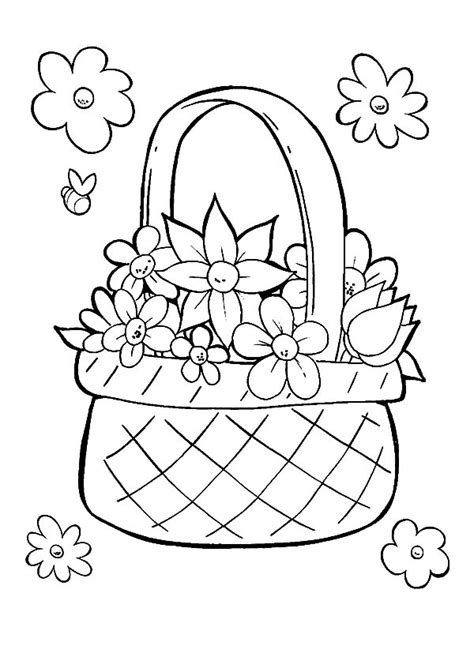 perfect basket  flowers coloring pages perfect basket  flowers
