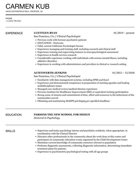 clinical psychologist resume kendallcrofoot blog