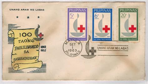 philippine republic stamps 1963 international red cross