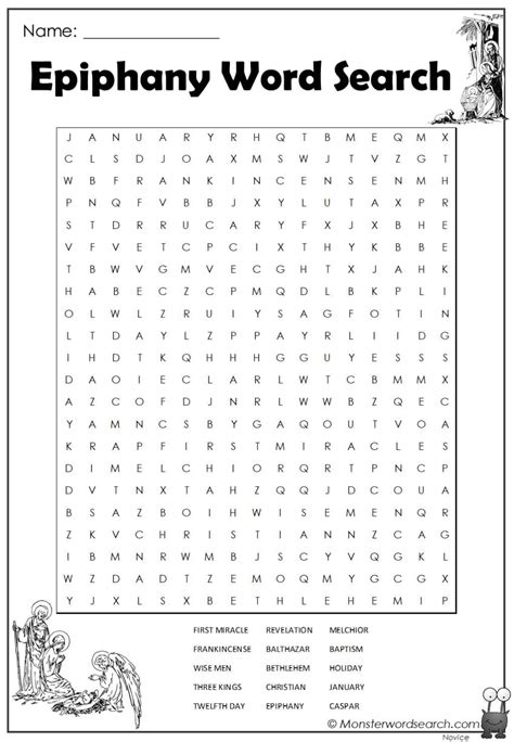 epiphany word search epiphany word find epiphany crafts