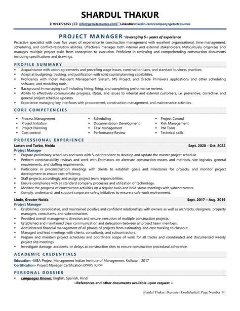 construction project manager resume examples template  job