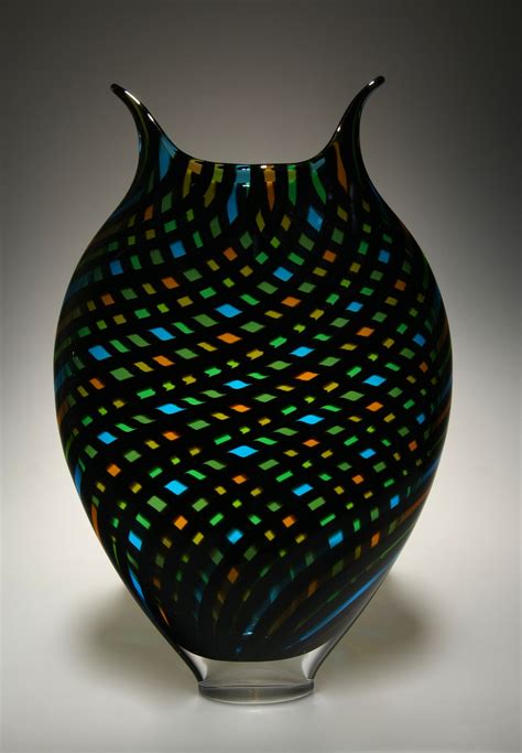 Black Twist Foglio By David Patchen Art Glass Vessel