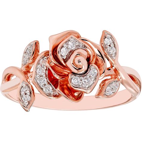 enchanted disney diamond rose belle ring    rose gold lupon