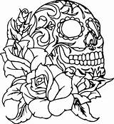 Coloring Skull Pages Roses Skulls Rose Easy Cool Drawing Candy Dead Cross Printable Flowers Mexican Clipart Color Sugar Skullcandy Sheets sketch template