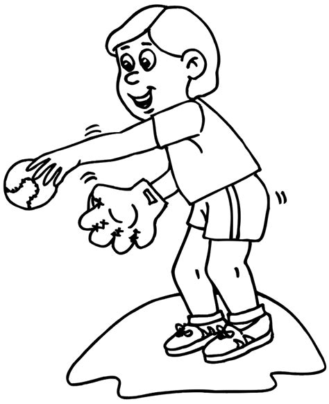 baseball coloring page  boy throwing baseball
