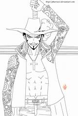 Mihawk Dracule Lineart Deviantart sketch template