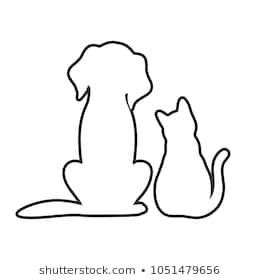 outline   dog   cat   white background cat  dog drawing