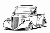 Rod Hot Drawings Drawing Car Cars Ford Coloring Pages Tractor Old Rat Truck Chevy Trucks Classic Line Illustrations Pencil Color sketch template