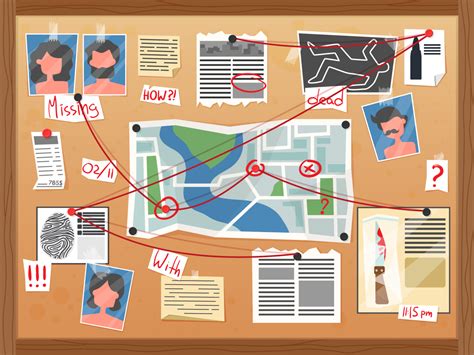 detective board   true  ohita fiction  dribbble