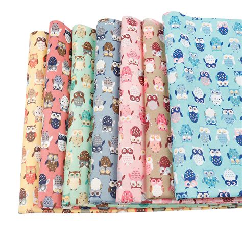 cotton fabric    cute colorful owl quiltssupply