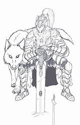 Souls Dark Artorias Sif Lineart Coloring Pages Deviantart Drawings Knight Manga Anime Sketch Wallpaper Template sketch template