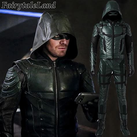 green arrow cosplay costume oliver queen outfit fantasy adult superhero jacket suit clothing man
