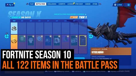All 122 Items In The Fortnite Season 10 Battle Pass Youtube