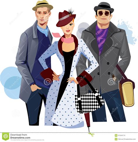 fashionable men and woman in coat stock images image