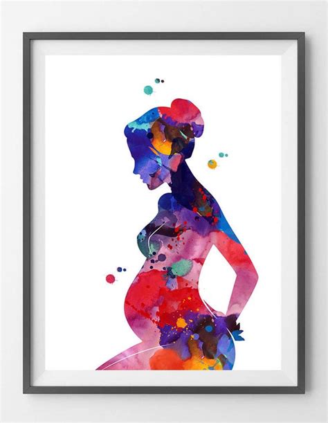 la grossesse peinture impression enceinte femme aquarelle