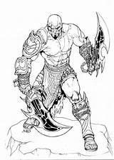 Kratos God Pages Armas Deus Rubusthebarbarian Inks Suas Pintar Barbarian Colorindo Tudodesenhos sketch template