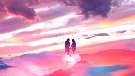 Desktop Wallpaper Couple Love Sky Clouds Fantasy Hd