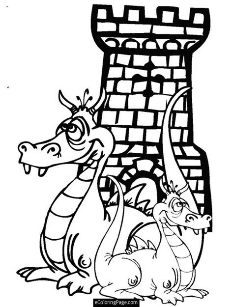 castle coloring pages printables dragons  castle coloring page