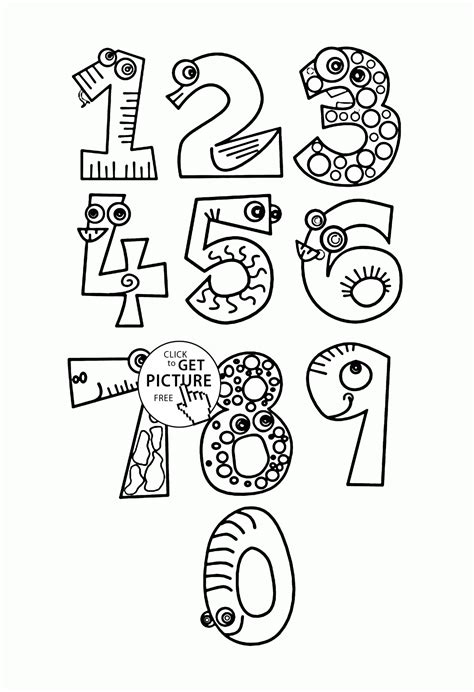 monster numbers coloring pages  kids counting numbers printables