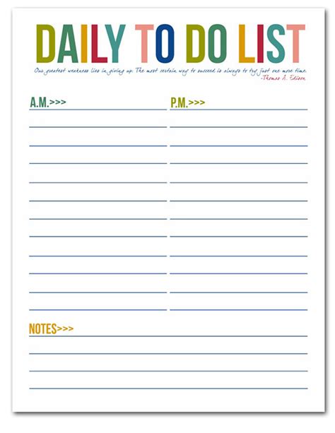 printable daily   list  work printable templates