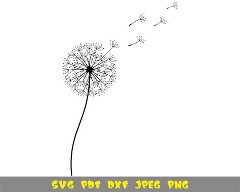 dandelion flower svg png  dxf jpg files etsy