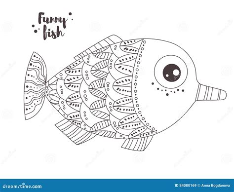 funny fish coloring book stock vector illustration  animal