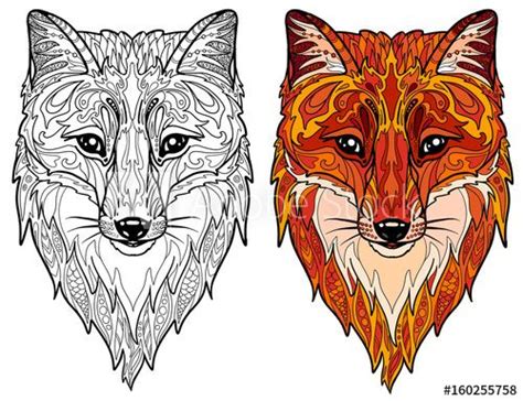 fox coloring page animal heads fox head