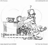 Machine Mechanic Cartoon Working Clip Outline Illustration Royalty Toonaday Rf Leishman Ron Regarding Notes sketch template