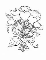 Coloring Bouquet Flowers Pages Hearts Roses Drawing Heart Beautiful Stars Bunch Valentines Flower Color Rose Mexican Printable Drawings Valentine Adult sketch template