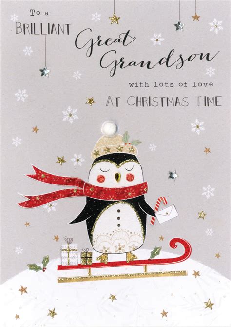 merry christmas great grandson snowman christmas card  gift