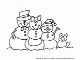 Snowman Coloring Family Pages Printable sketch template