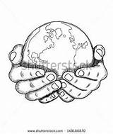 Earth Drawing Holding Hands Hand Globe Sketches Drawings Sketch Coloring Vector Pages Planet Pencil Cute Stock Sketchite Peace Draw Easy sketch template