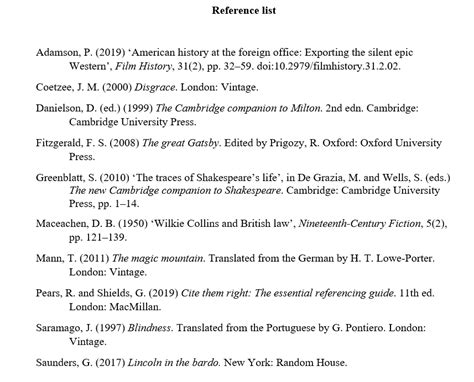 harvard style bibliography format examples