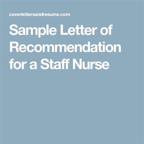 sample letter  recommendation   staff nurse letter