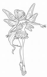 Coloring Pages Winx Club Tynix Bloom Butterflix Flora Template Fairy Lineart Sheets Choose Board Transformation sketch template