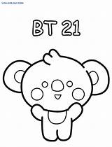 Bt21 Coloring Pages Koya Chimmy Characters Printable Bt Mang Shooky Wonder sketch template