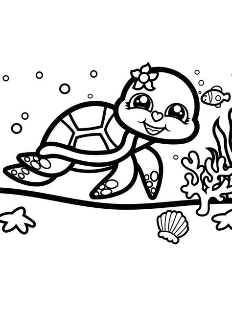 turtle swimming coloring page