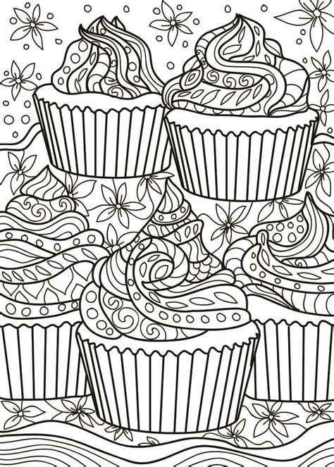 cupcakes cakes coloring pages  adults images  pinterest
