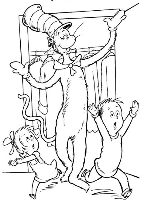 printable cat   hat coloring pages  kids