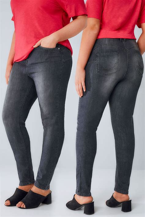 grey denim skinny shaper ava jeans plus size 16 to 32