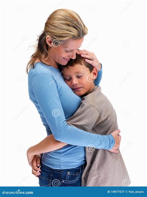 Side View Of A Mature Woman Hugging Her Son Stock Image Image 14977577