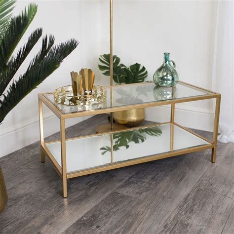 gold glass mirrored coffee table