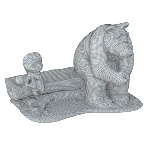 Sculpture Of The Characters Masha And The Bear 3d Model For Vray